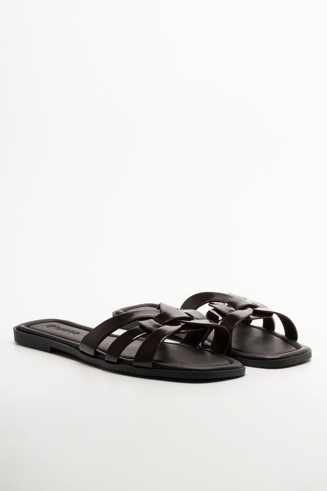 Knot Mule Sandals Burgundy