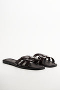 Knot Mule Sandals Burgundy