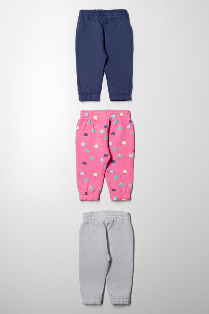 3 Pack Trackpants Navy, Pink And Grey (2)