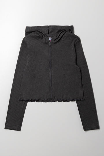 Hooded Zip Through Tracktop Dark Grey