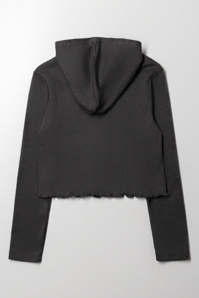 Hooded Zip Through Tracktop Dark Grey (2)