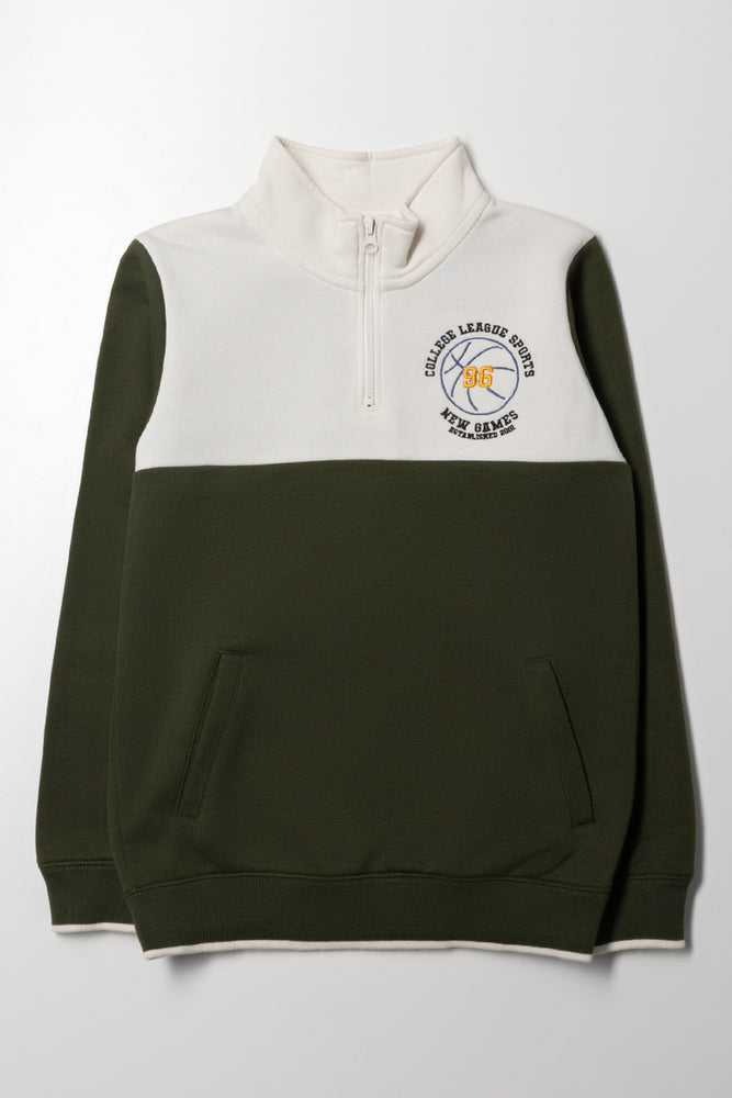 Baseball Quarter Zip Tracktop Green | Tracksuits | Ackermans