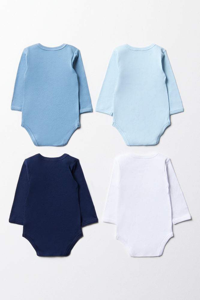 4 Pack Long Sleeve Bodyvests Blue (2)