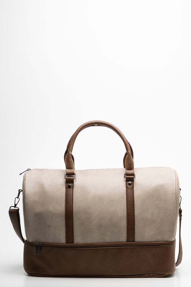 Bottom Compartment Weekender Bag Natural