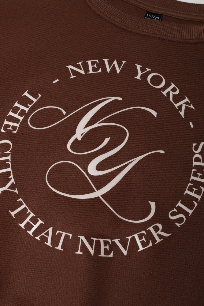 Crew Neck Tracktop Brown