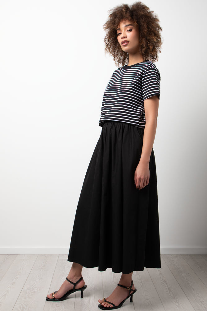 Stripe Crew Neck Short Sleeve T-Shirt Black And White
