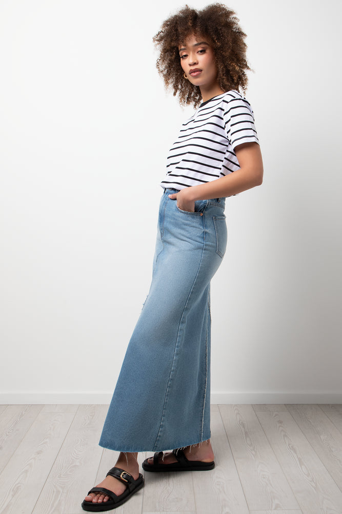 Stripe Crew Neck Short Sleeve T-Shirt White And Black