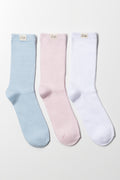 3 Pack Anklet Socks Blue, Pink And White