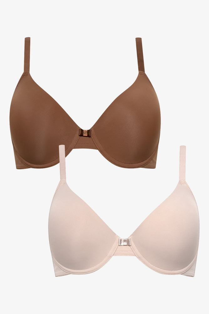 2 Pack Smooth T-Shirt Bras Natural And Brown
