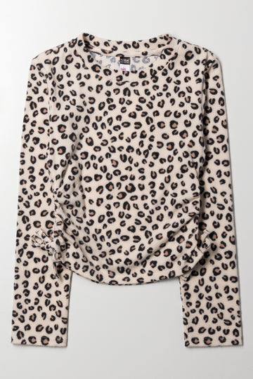 Leopard Prind Side Tie Top Natural