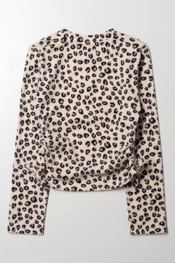 Leopard Prind Side Tie Top Natural (2)