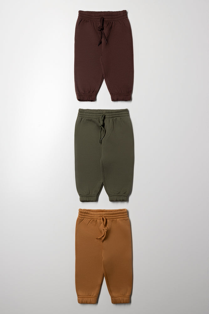 3 Pack Trackpants Brown, Green And Natural
