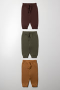 3 Pack Trackpants Brown, Green And Natural