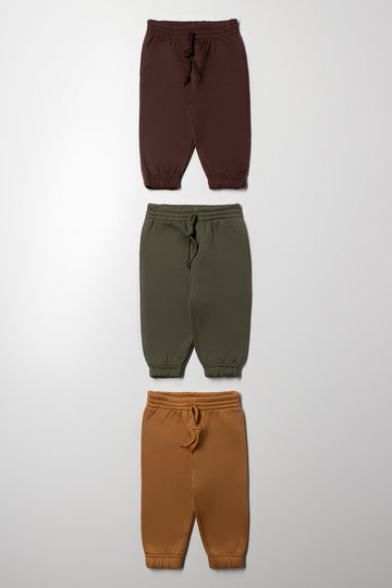 3 Pack Trackpants Brown, Green And Natural
