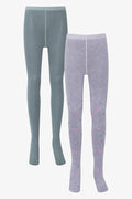 2 Pack Flower Tights Blue And Grey