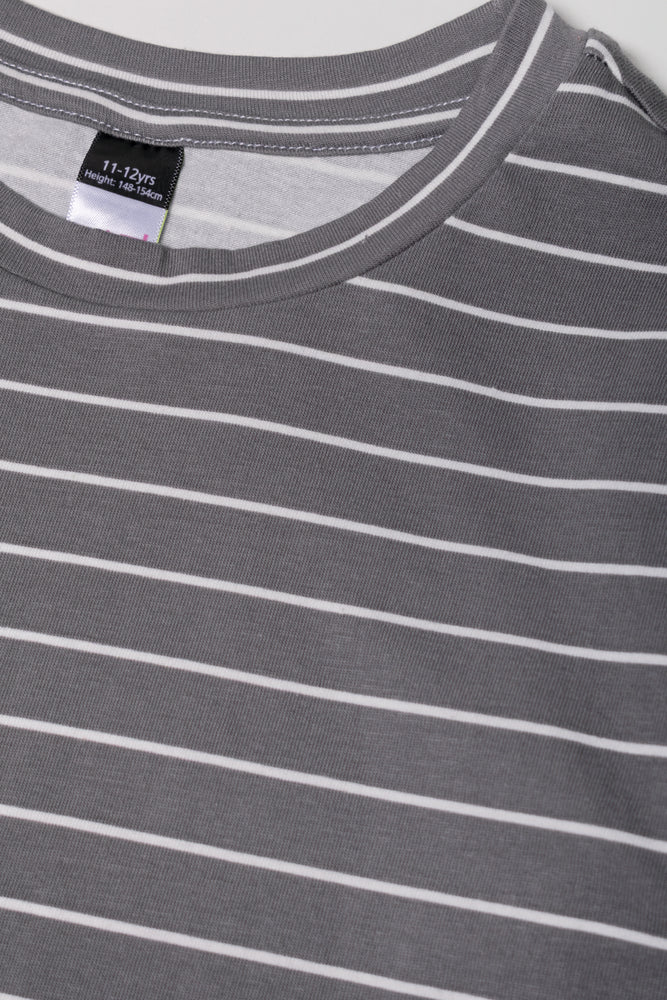 Long Sleeve Stripe Crew Neck Grey (1)