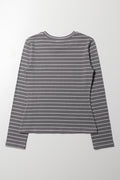 Long Sleeve Stripe Crew Neck Grey (2)