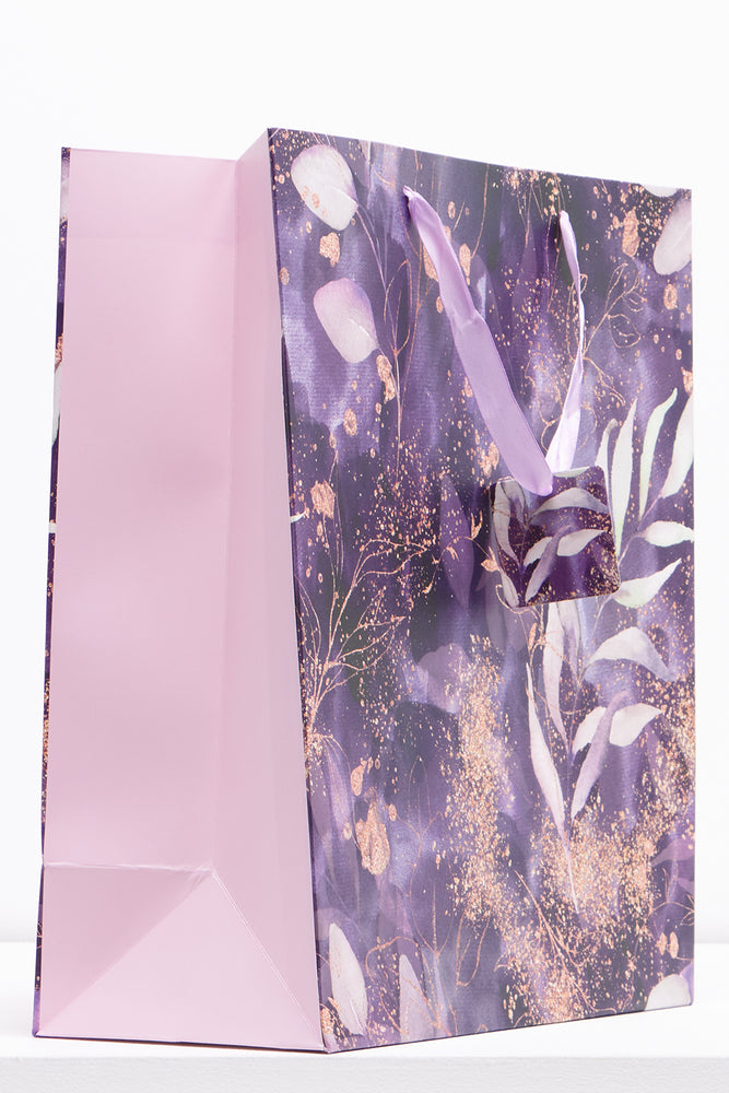 Leaves Gift Bag Large Purple