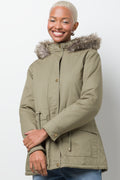 Parka Jacket With Fur Trim Green