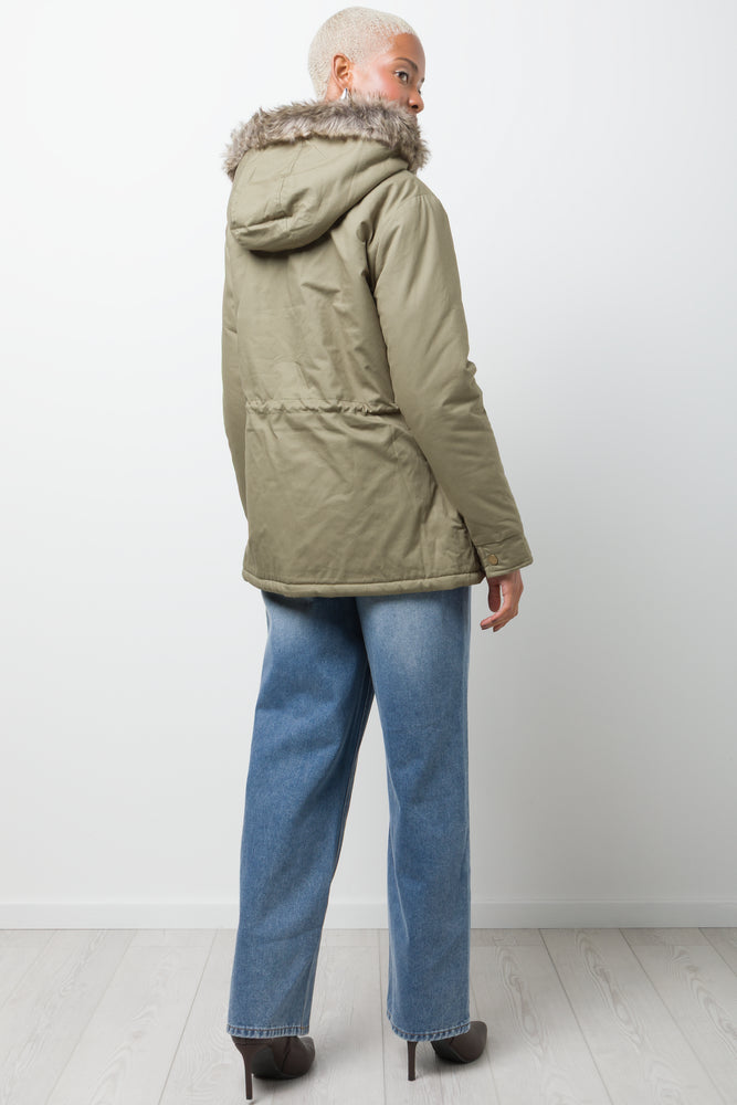 Parka Jacket With Fur Trim Green (2)