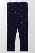 Glitter Heart Leggings Navy