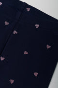 Glitter Heart Leggings Navy (1)