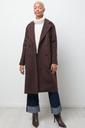 Double Breasted Melton Coat Brown