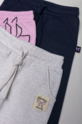 3 Pack Bow Trackpants Navy, Pink And Grey (1)