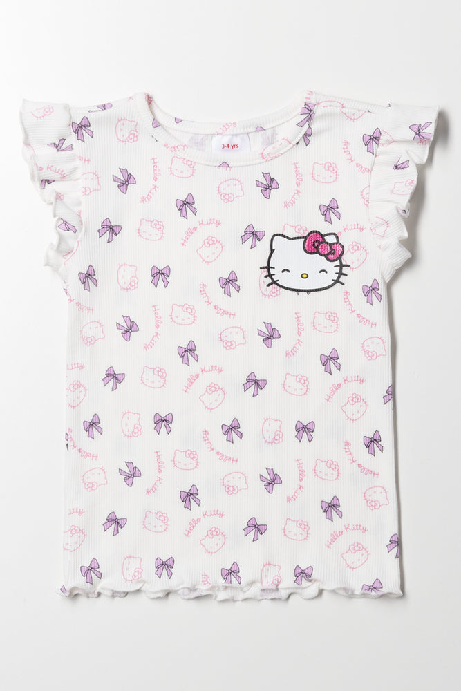 Hello Kitty Rib T-Shirt White