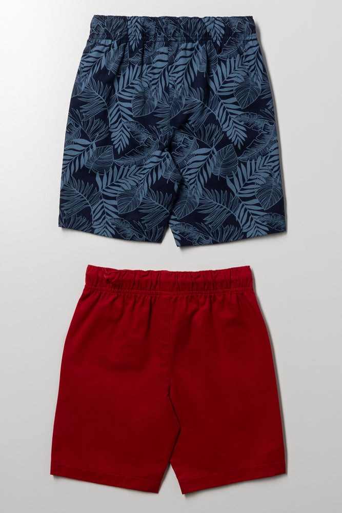 2 Pack Shorts Navy And Red (2)