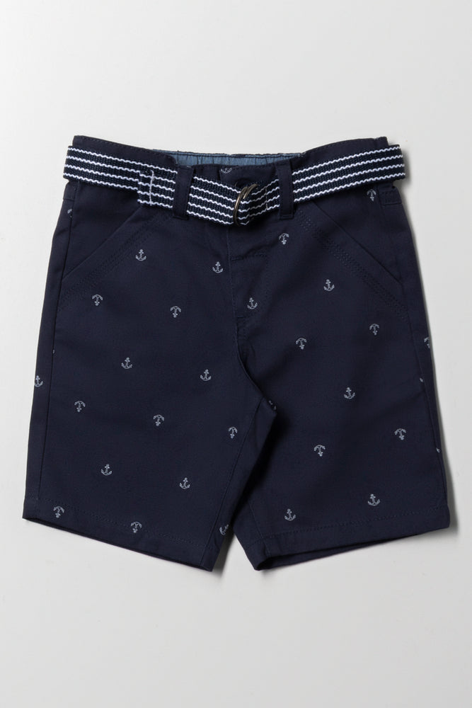 Chino Shorts With Belt Navy