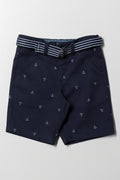 Chino Shorts With Belt Navy