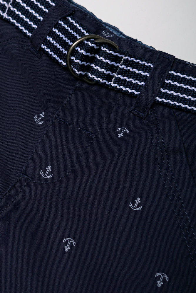 Chino Shorts With Belt Navy