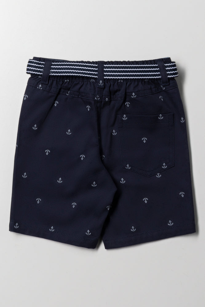 Chino Shorts With Belt Navy (2)