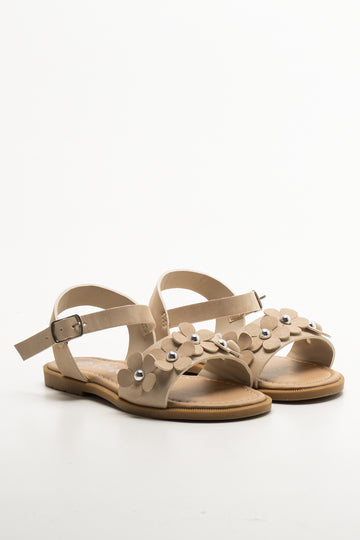 Flower Strap Sandals Natural
