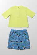 Shorts And Top Swim Set Lime Green And Blue (3)
