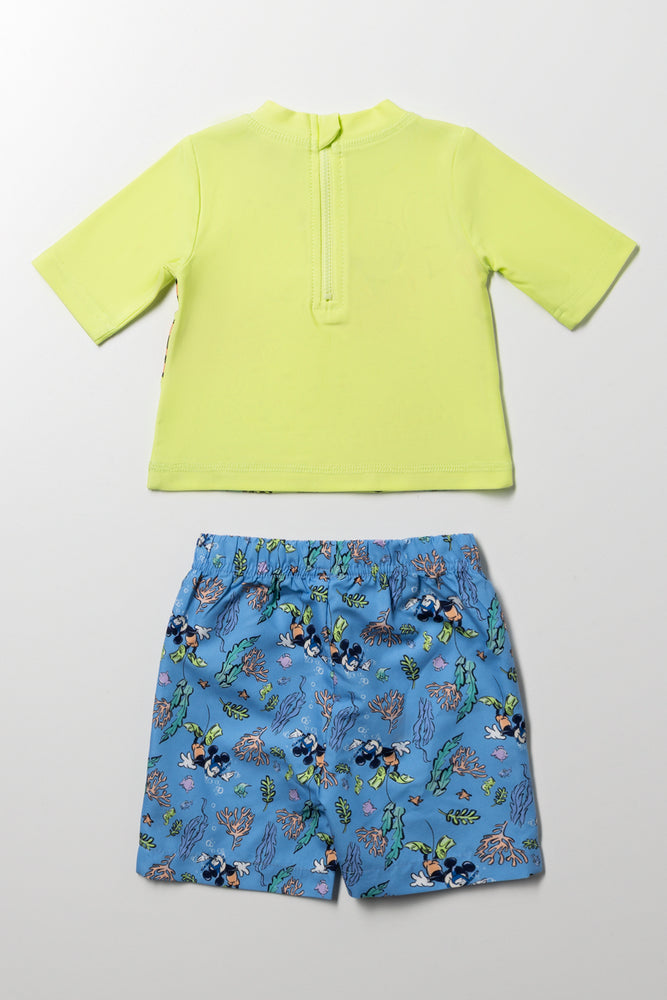 Shorts And Top Swim Set Lime Green And Blue (3)