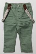 Denim Jeans With Braces Green