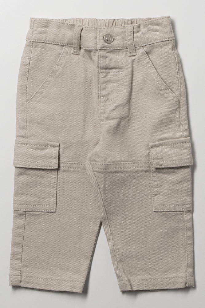 Denim Cargo Pants Natural