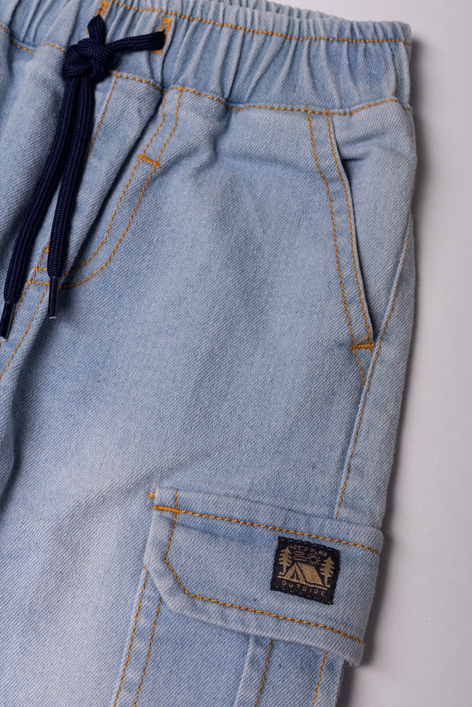 Cargo Denim Joggers Light Blue