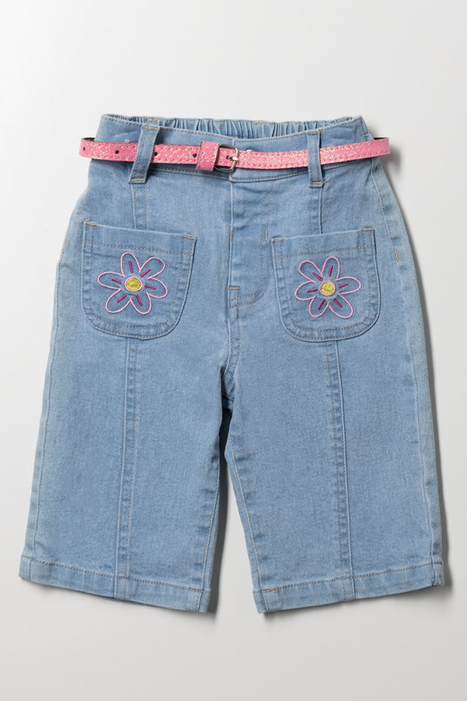 Wide Leg Denim Jeans Blue