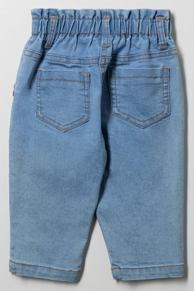 Floral Paperbag Denim Jeans Blue (2)