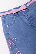 Wide Leg Denim Jeans With Bows (1)