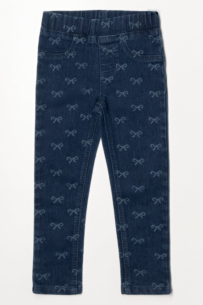 Bow Print Jeggings Blue
