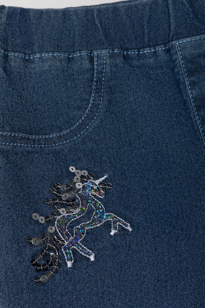 Jeggings With Sparkle Unicorn Dark Blue