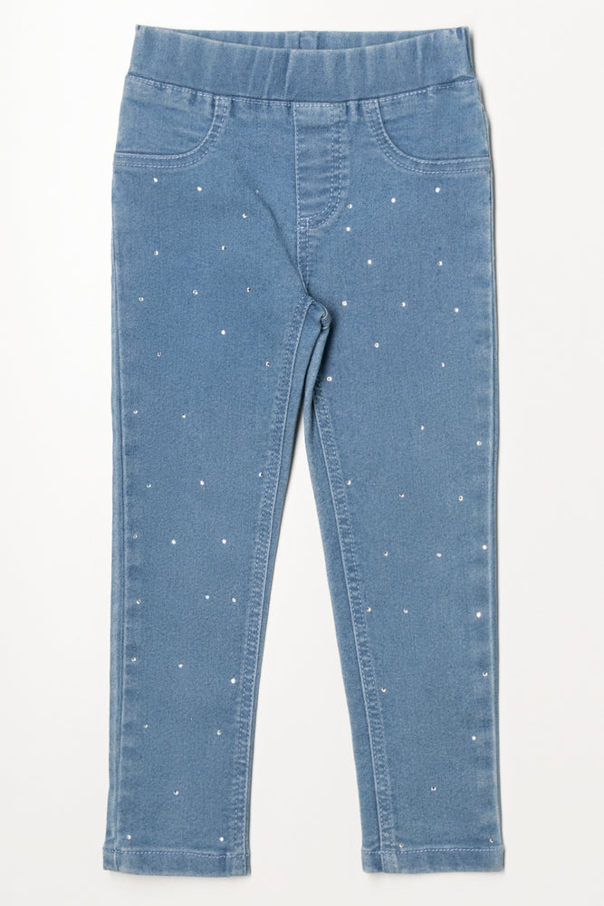 Rhinestone Jeggings Light Blue