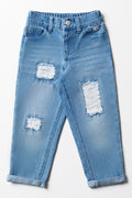 Ripped Mini Mom Denim Jeans Blue
