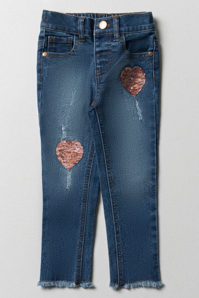 Skinny Denim Jean With Hearts Blue