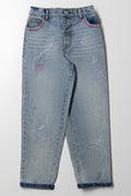 Relaxed Embroidered Denim Jean Blue