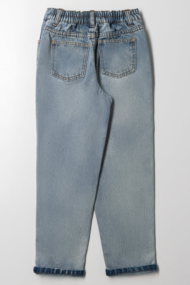 Relaxed Embroidered Denim Jean Blue (2)